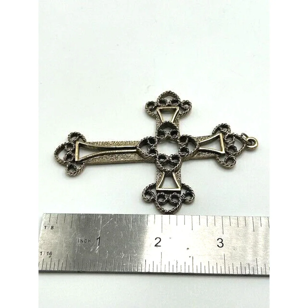 Vintage Sarah Coventry Limited Edition 1973 Filigree‎ Cross Pendant Gold Signed